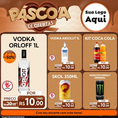 Modelo de Rede Social para Feed Facebook com o tema Páscoa de Ofertas para Distribuidora de bebidas
