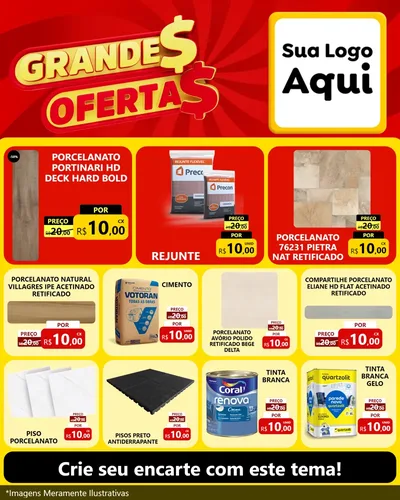 Modelo de Rede Social para Feed Instagram com o tema Grandes Ofertas para Pisos e revestimentos