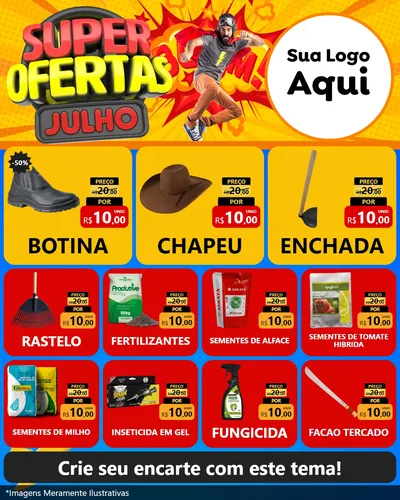 Modelo de Rede Social para Feed Instagram com o tema Super Ofertas Julho para Agropecuária