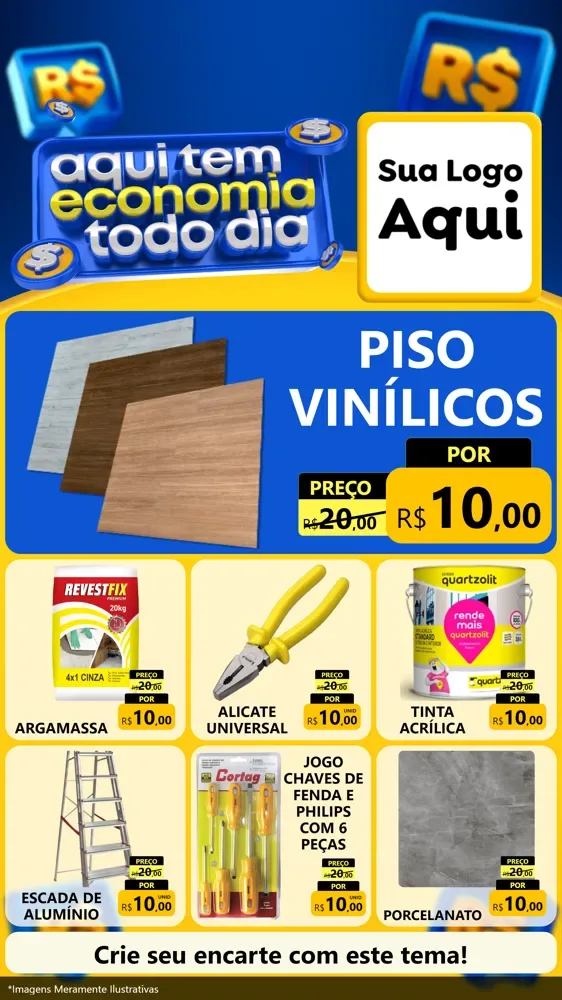 Modelo de Rede Social para Stories com o tema Aqui Tem Economia Todo Dia para Material para Construção