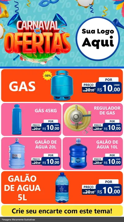 Modelo de TV para TV Vertical com o tema Carnaval de Ofertas para Água e gás
