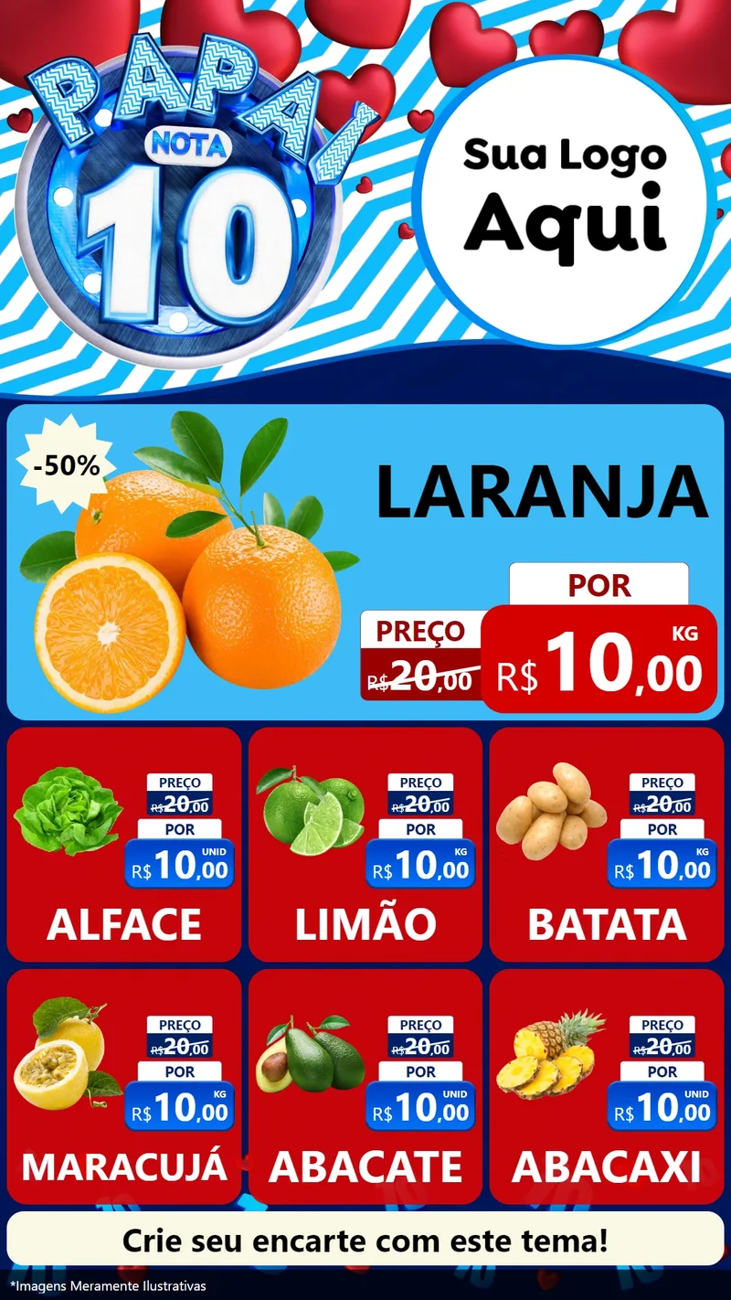 Modelo de Rede Social para Stories com o tema Papai Nota 10 para Hortifrúti