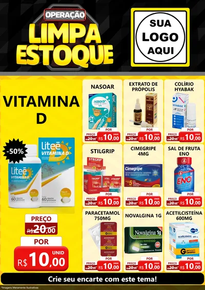 Modelo de Encarte para Encarte A4 Vertical com o tema Operação Limpa Estoque para Farmácia