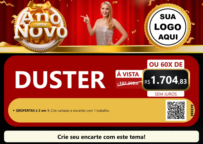 Modelo de Cartaz para Cartaz A4 Horizontal com o tema Super Ano Novo para Concessionaria de Carros