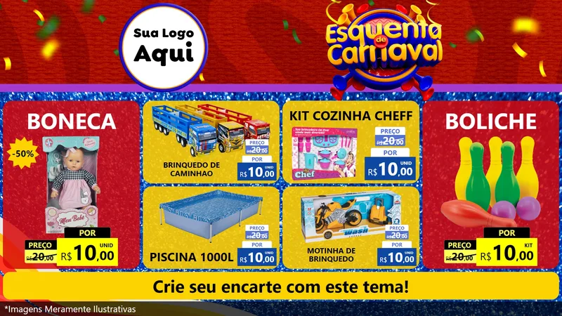 Modelo de TV para TV Horizontal com o tema Esquenta de Carnaval para Brinquedos