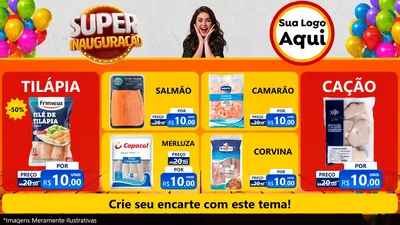 Modelo de TV para TV Horizontal com o tema Super Inauguração para Peixaria
