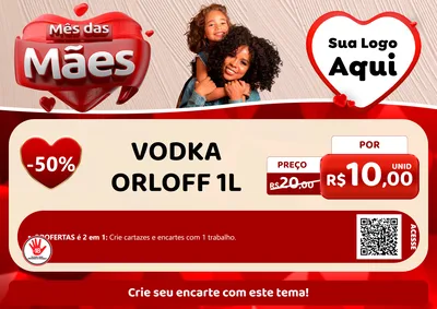 Modelo de Cartaz para Cartaz A4 Horizontal com o tema Mês das Mães para Distribuidora de bebidas