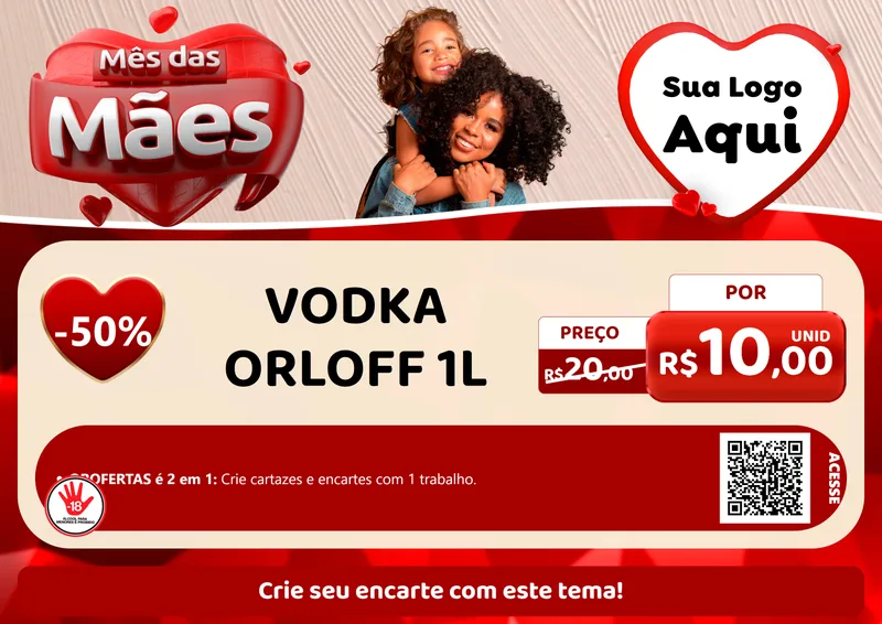 Modelo de Cartaz para Cartaz A4 Horizontal com o tema Mês das Mães para Distribuidora de bebidas