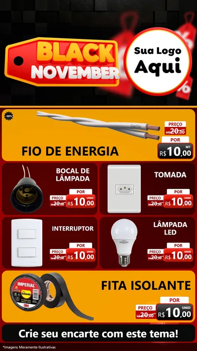 Modelo de TV para TV Vertical com o tema Black November para Materiais Elétricos