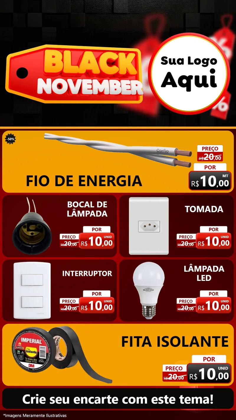 Modelo de TV para TV Vertical com o tema Black November para Materiais Elétricos