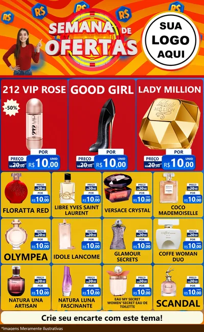 Modelo de Encarte para Encarte Grande com o tema Semana de Ofertas para Perfumes