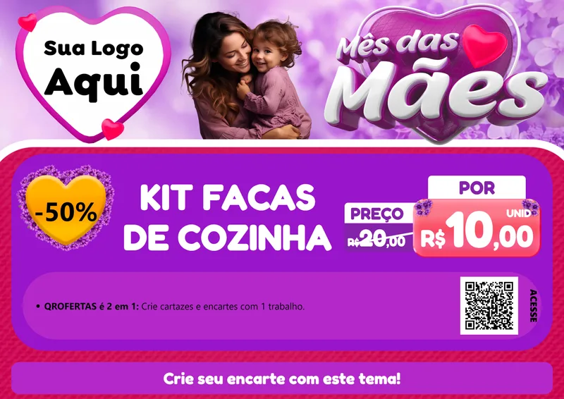 Modelo de Cartaz para Cartaz A4 Horizontal com o tema Mês das Mães para Utilidades Domésticas