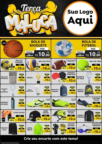 Modelo de Encarte para Encarte A4 Vertical com o tema Terça Maluca para Artigos Esportivos