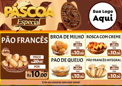 Modelo de Encarte para Encarte A4 Horizontal com o tema Páscoa Especial para Padaria