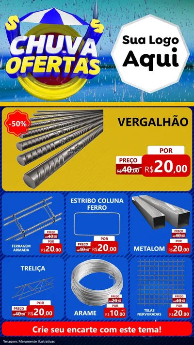 Modelo de Rede Social para Stories com o tema Chuva de Ofertas para Ferragens