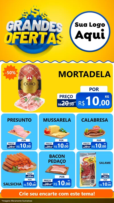 Modelo de Rede Social para Stories com o tema Grandes Ofertas para Frios e Laticínios