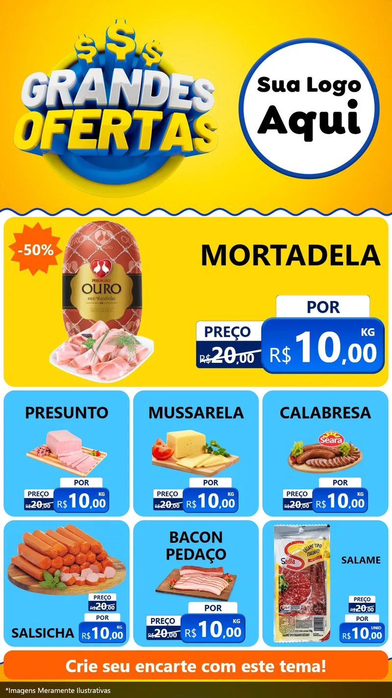 Modelo de Rede Social para Stories com o tema Grandes Ofertas para Frios e Laticínios