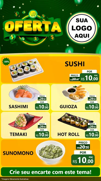 Modelo de TV para TV Vertical com o tema Oferta para Comida japonesa