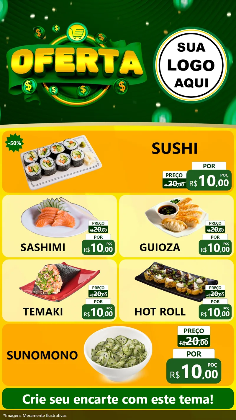 Modelo de TV para TV Vertical com o tema Oferta para Comida japonesa