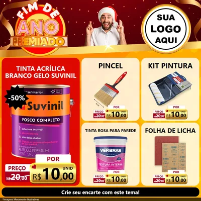 Modelo de Rede Social para Feed Facebook com o tema Fim de Ano Premiado para Tintas e Ferramentas
