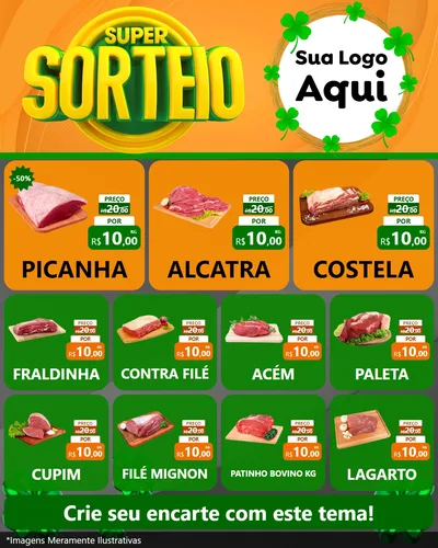 Modelo de Rede Social para Feed Instagram com o tema Super Sorteio para Açougue