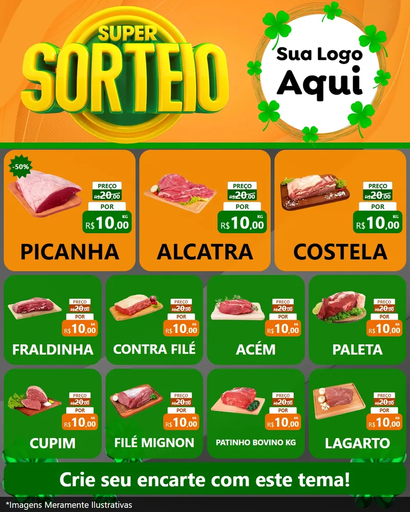 Modelo de Rede Social para Feed Instagram com o tema Super Sorteio para Açougue