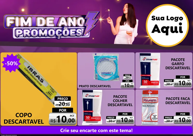 Modelo de Encarte para Encarte A4 Horizontal com o tema Fim de Ano Promoções para Embalagens