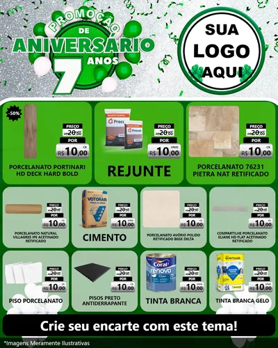 Modelo de Rede Social para Feed Instagram com o tema Promoção de Aniversário - 7 Anos para Pisos e revestimentos