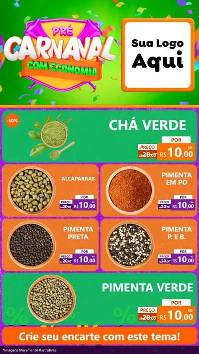 Modelo de TV para TV Vertical com o tema Pré-Carnaval Com Economia para Produtos Naturais