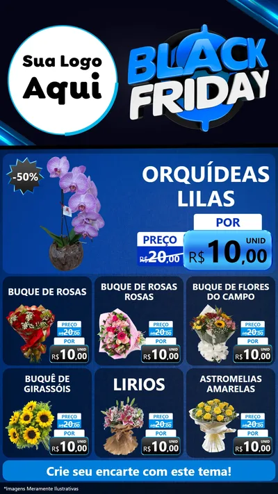 Modelo de Rede Social para Stories com o tema Black Friday para Floricultura e jardim