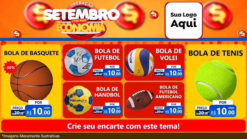 Modelo de TV para TV Horizontal com o tema Operação Setembro Com Muita Economia para Artigos Esportivos
