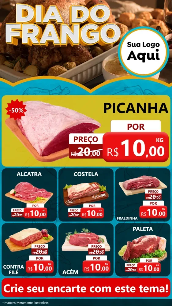 Modelo de Rede Social para Stories com o tema Dia Do Frango para Açougue
