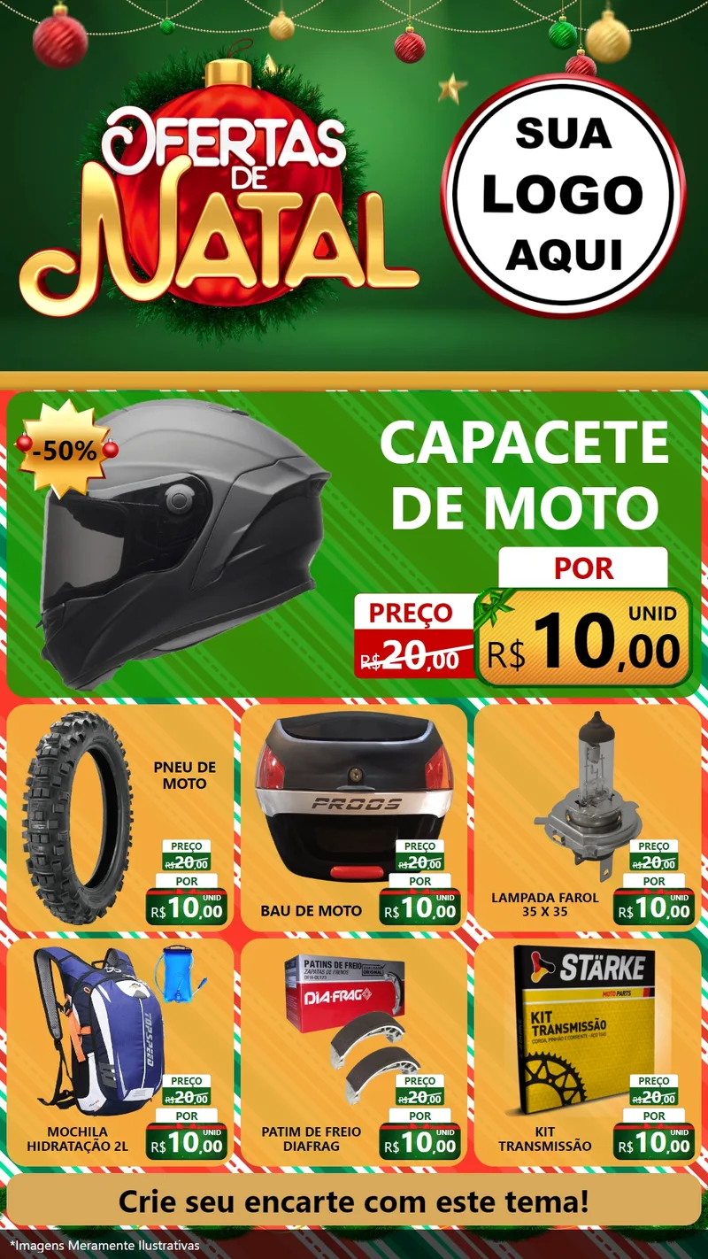 Modelo de Rede Social para Stories com o tema Ofertas de Natal para Moto peças