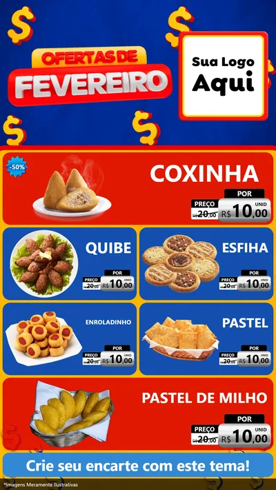 Modelo de TV para TV Vertical com o tema Ofertas de Fevereiro para Salgadaria