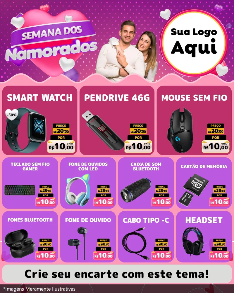 Modelo de Rede Social para Feed Instagram com o tema Semana dos Namorados para Informática