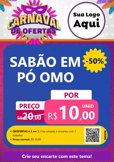 Modelo de Cartaz para Cartaz A4 Vertical com o tema Carnaval de Ofertas para Produtos de Limpeza