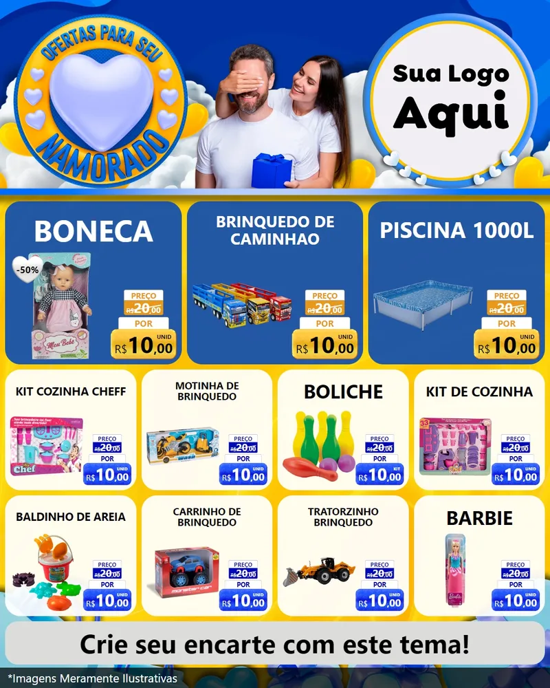 Modelo de Rede Social para Feed Instagram com o tema Ofertas Para Seu Namorado para Brinquedos