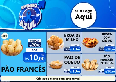 Modelo de Encarte para Encarte A4 Horizontal com o tema Novembro Azul para Padaria