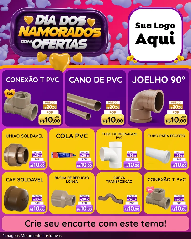 Modelo de Rede Social para Feed Instagram com o tema Dia Dos Namorados Com Ofertas para Tubos e conexões