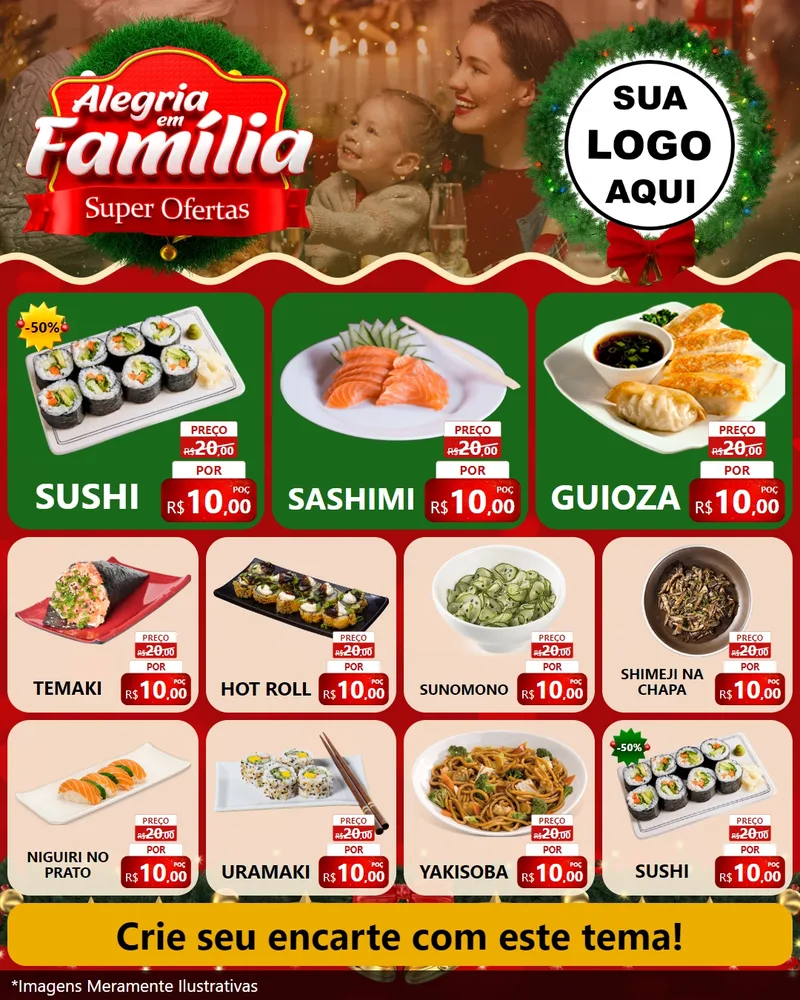 Modelo de Rede Social para Feed Instagram com o tema Alegria Em Família - Super Ofertas para Comida japonesa