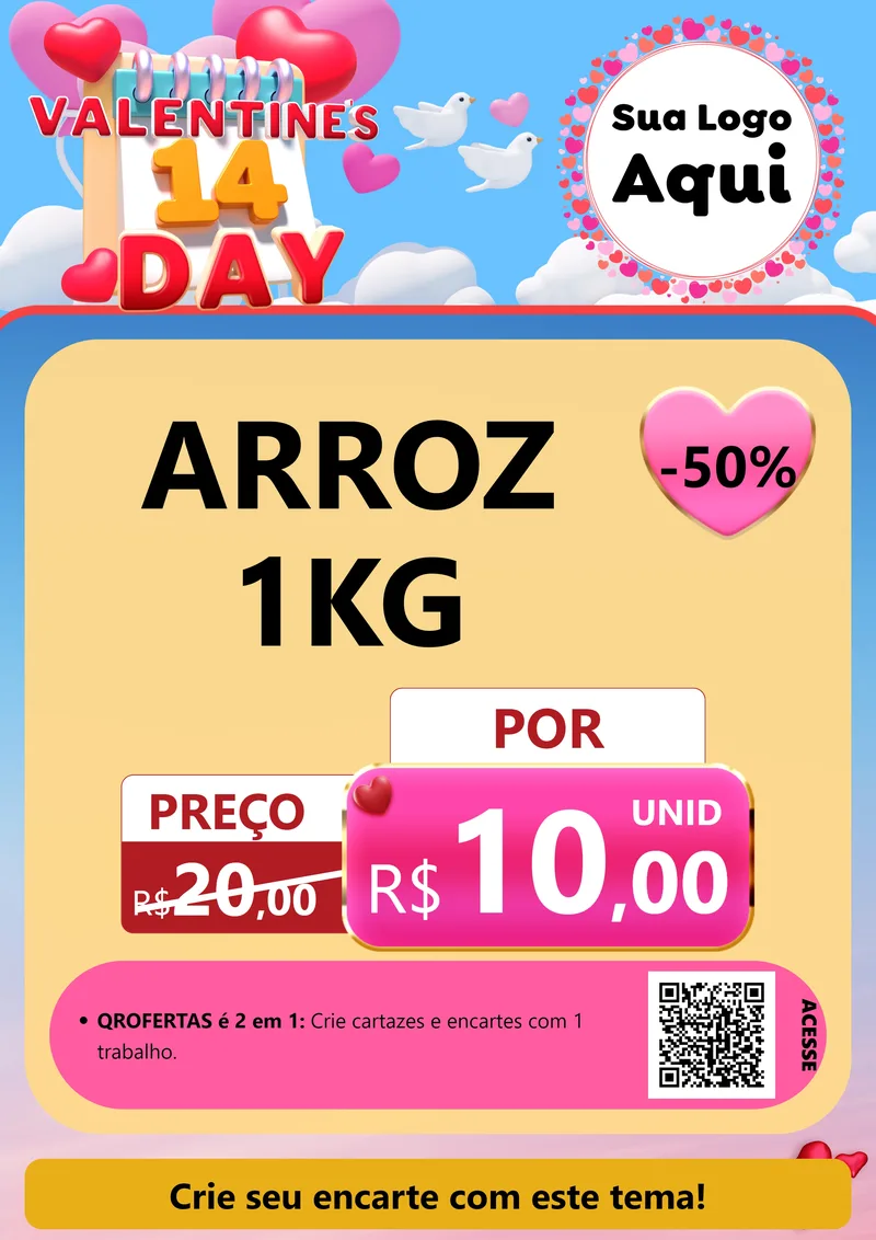 Modelo de Cartaz para Cartaz A4 Vertical com o tema Valentine's Day para Supermercado