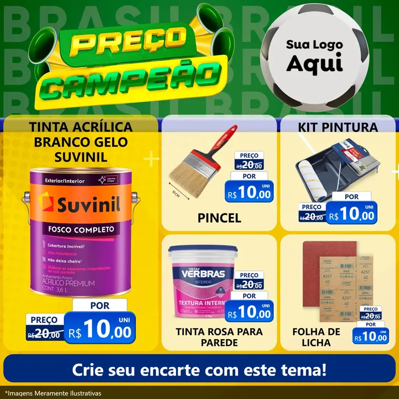 Modelo de Rede Social para Feed Facebook com o tema Preço Campeão - Copa para Tintas e Ferramentas