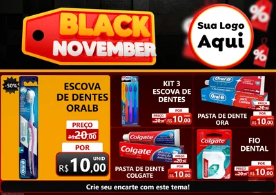 Modelo de Encarte para Encarte A4 Horizontal com o tema Black November para Higiene Pessoal