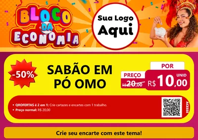 Modelo de Cartaz para Cartaz A4 Horizontal com o tema Bloco da Economia para Produtos de Limpeza