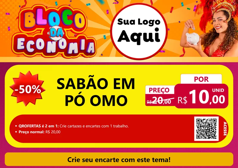 Modelo de Cartaz para Cartaz A4 Horizontal com o tema Bloco da Economia para Produtos de Limpeza