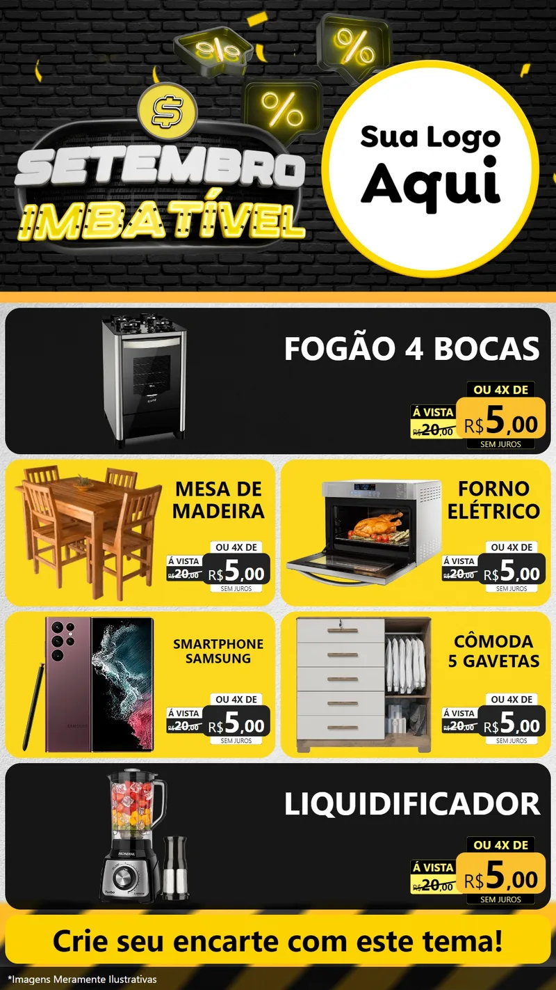 Modelo de TV para TV Vertical com o tema Setembro Imbatível para Móveis e Eletro