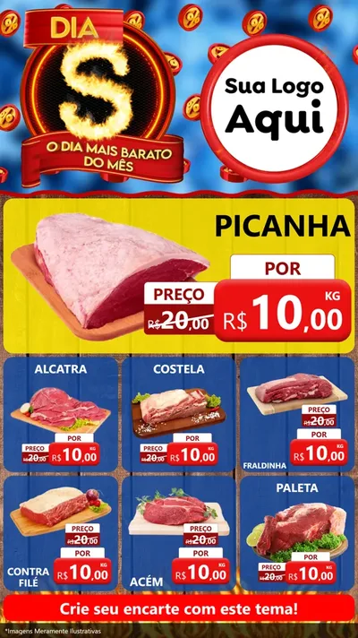 Modelo de Rede Social para Stories com o tema Dia S - O Dia Mais Barato Do Mês para Açougue