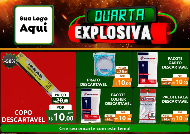 Modelo de Encarte para Encarte A4 Horizontal com o tema Quarta Explosiva para Embalagens