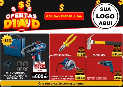 Modelo de Encarte para Encarte A4 Horizontal com o tema Ofertas Dia D para Maquinas e Ferramentas