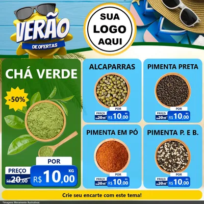 Modelo de Rede Social para Feed Facebook com o tema Verão de Ofertas para Produtos Naturais